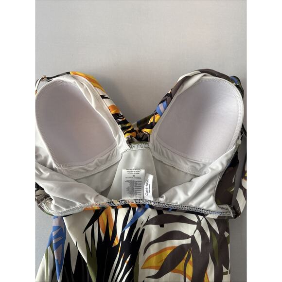 Calvin Klein Women’s 10 Tropical Twist-Front Tummy Control One-Piece Swimsuit - Picture 7 of 11